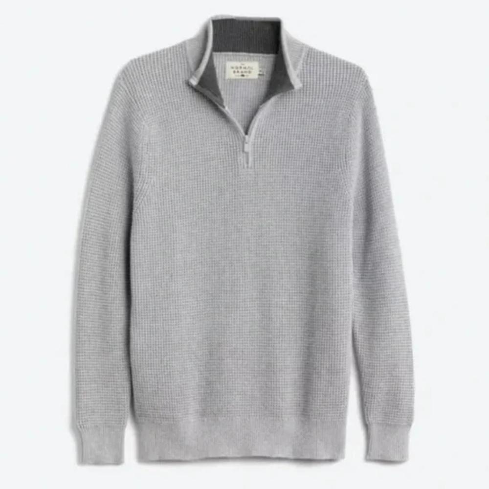 Men's Classic Gray Zip-Up Sweater 0114 - Picture 2 of 5